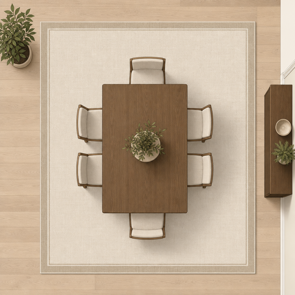 What Size Rug for a Dining Room? A Sizing Guide (2026) 1 dining room rug size layout diagram