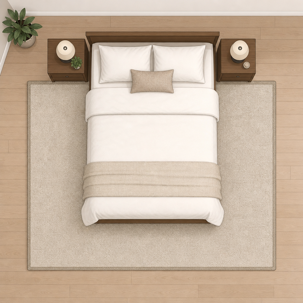 full bed rug size layout diagram