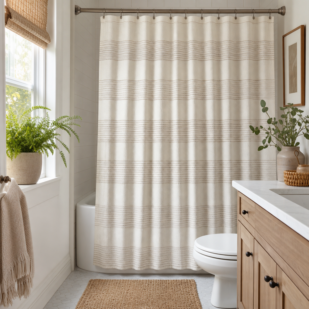 Best Shower Curtains for Small Bathrooms (2026) 1 Best Shower Curtain For Small Bathroom — styled example