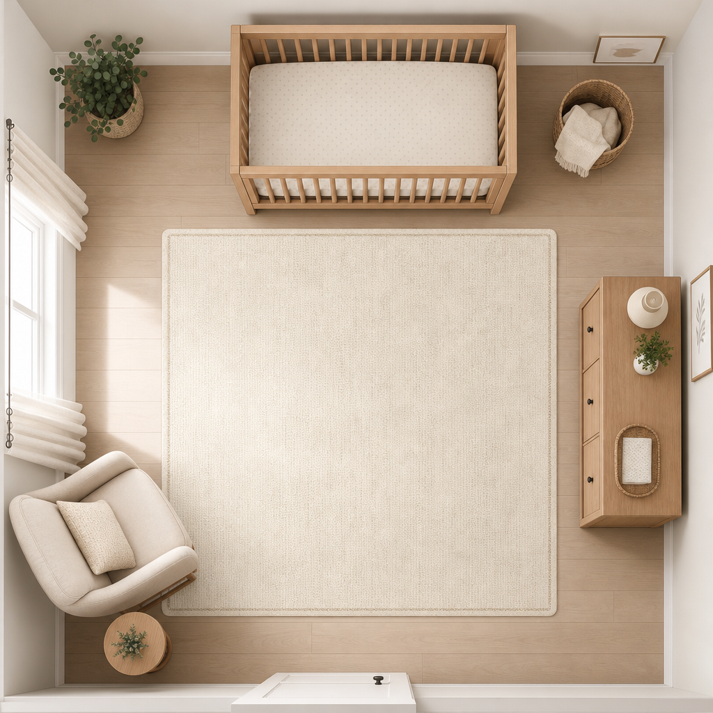 What Size Rug for a Nursery? A Sizing Guide (2026) 1 nursery rug size layout diagram