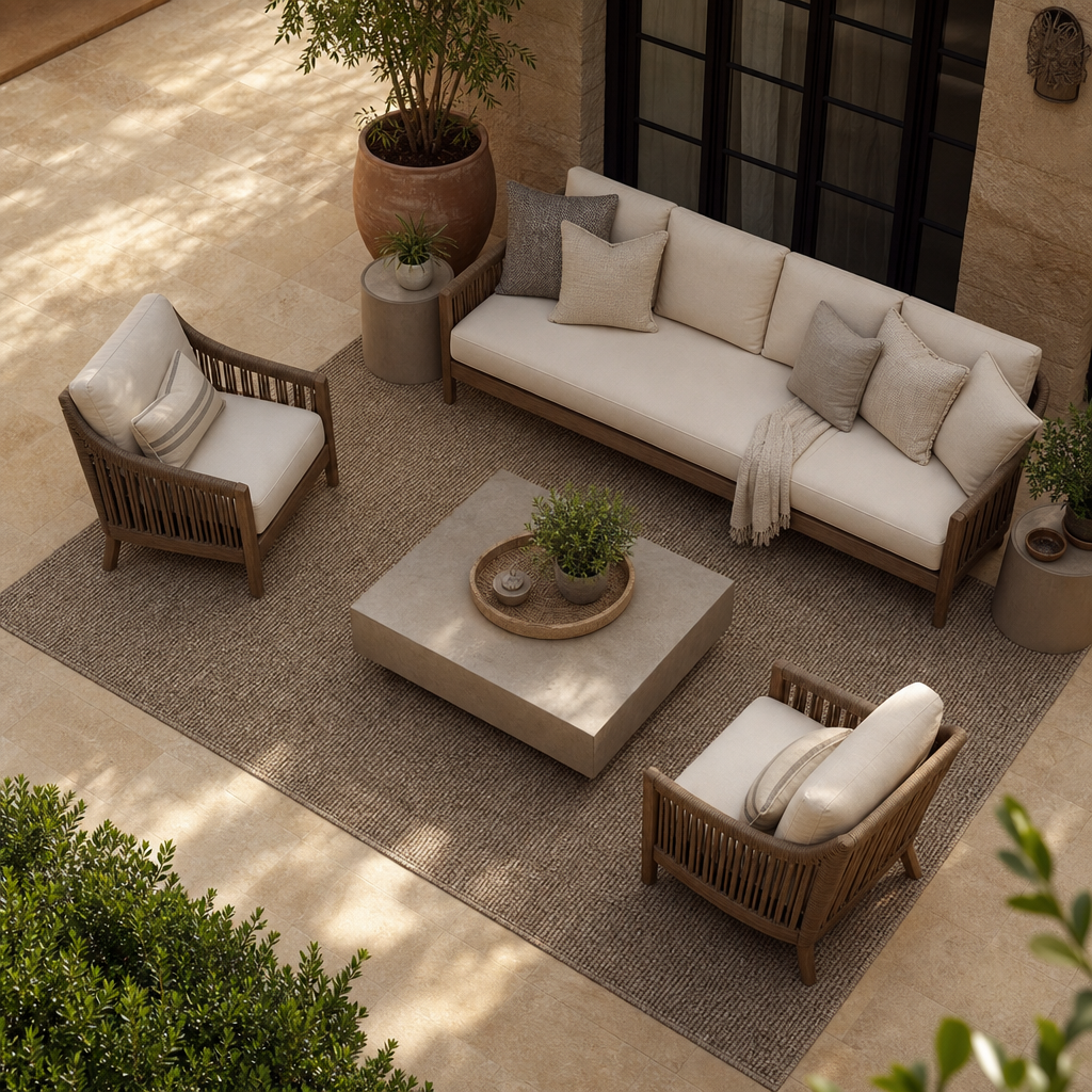 What Size Rug for Patio Furniture? A Layout Guide (2026) 1 What Size Rug For Patio Furniture sizing example