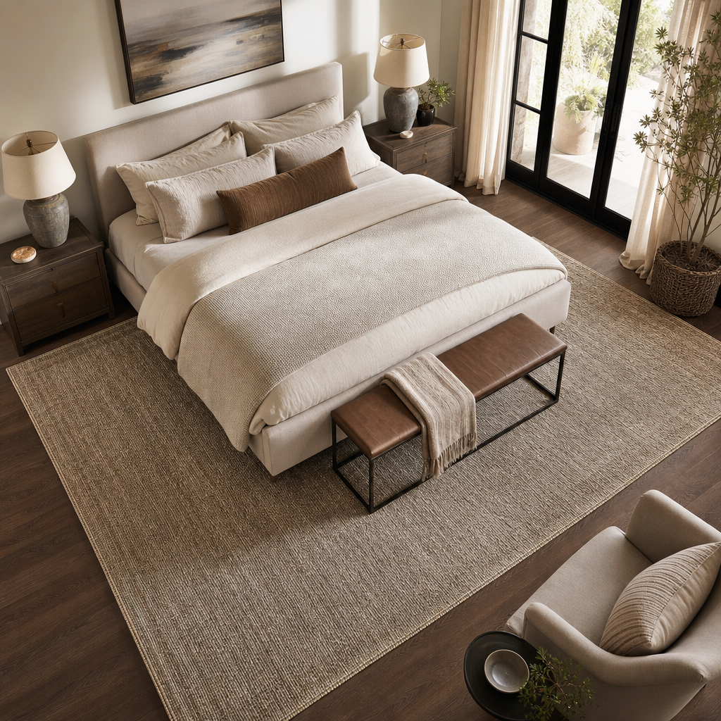 What Size Rug for a California King Bed? A Sizing Guide (2026) 1 What Size Rug For California King Bed sizing example
